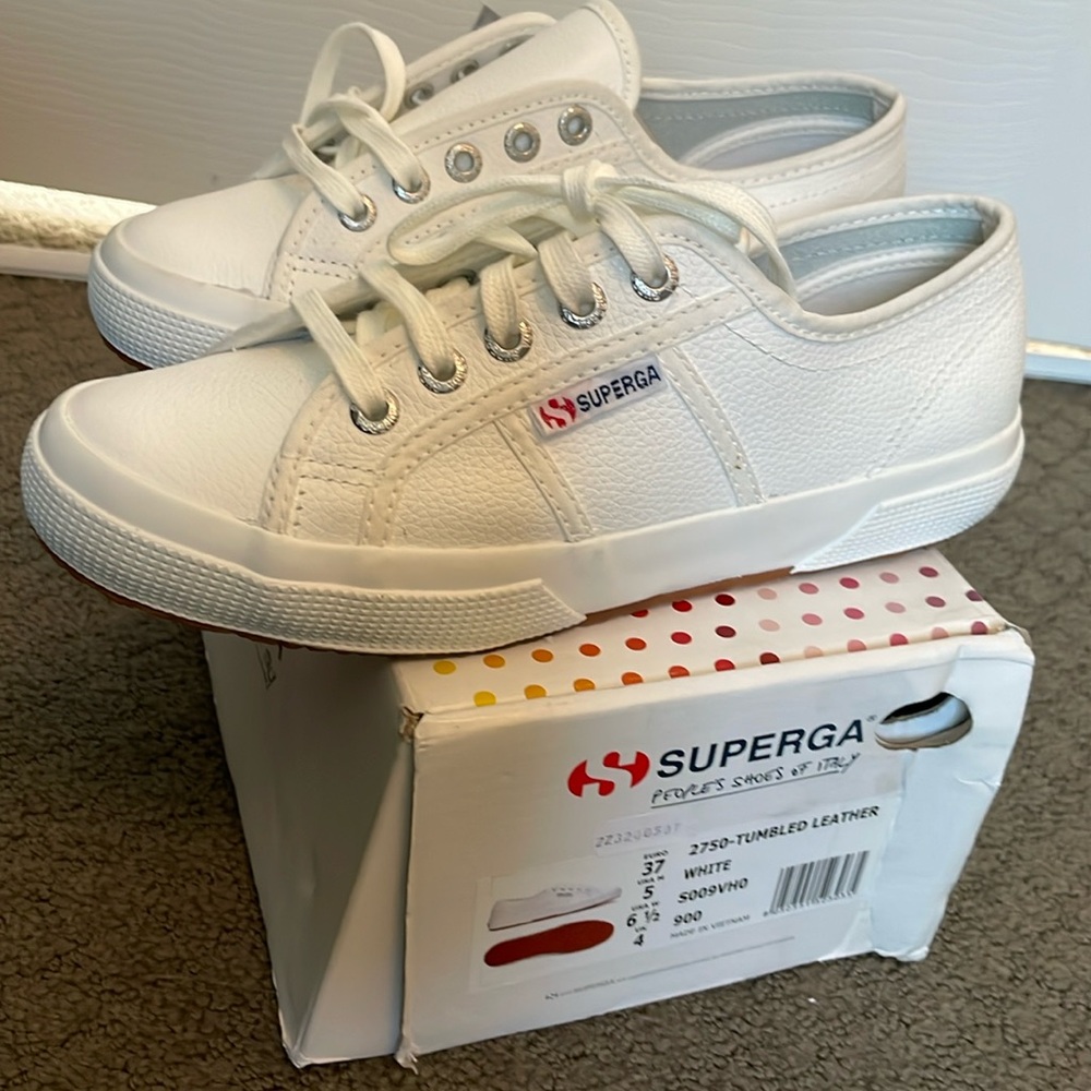 Superga leather NWT size 6.5 White
